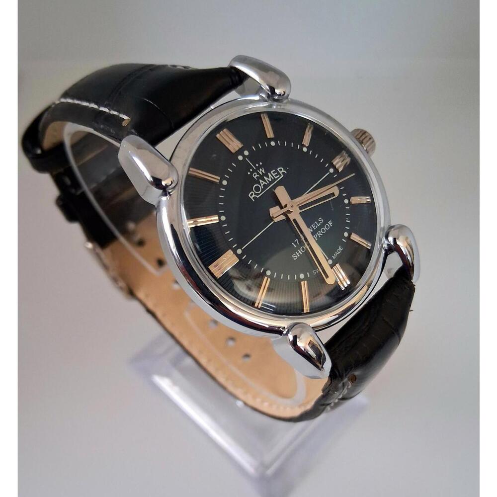 Vintage Roamer Men's Leather Mechanical Watch RARE‎